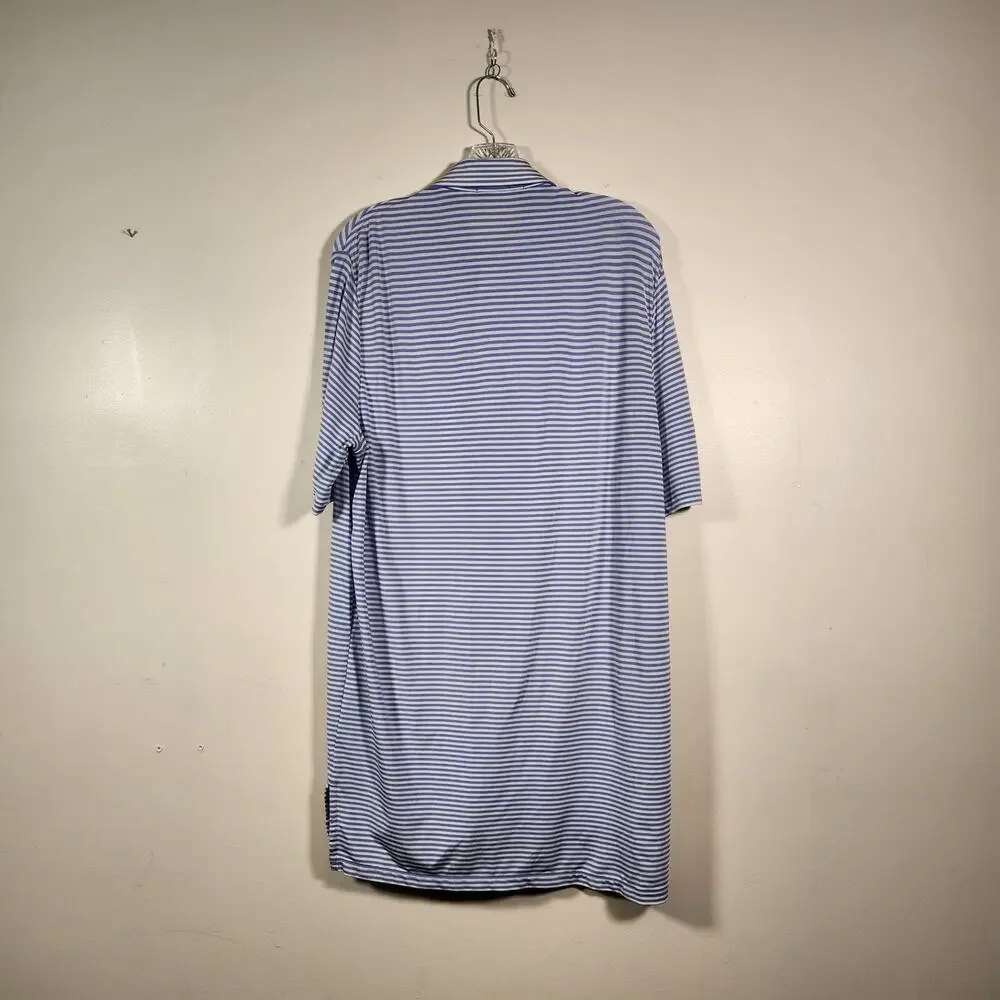 RLX RALPH LAUREN SS Golf Polo Men M Purple White Stripe Activewear CROOKED STICK